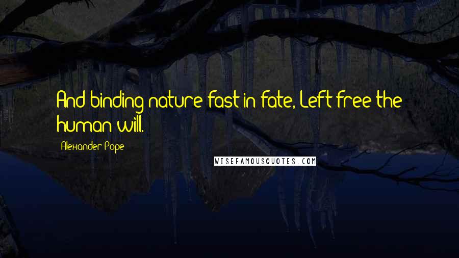 Alexander Pope Quotes: And binding nature fast in fate, Left free the human will.