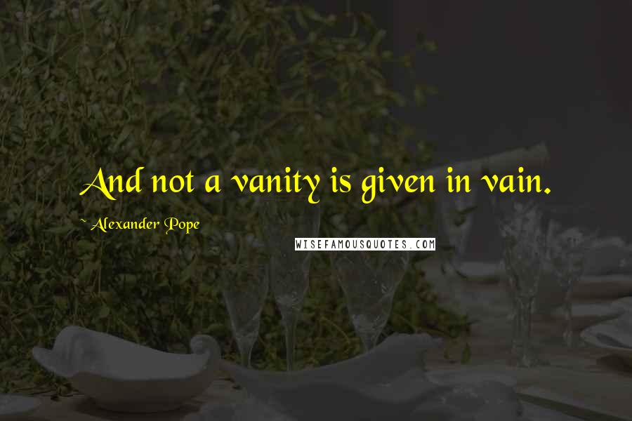 Alexander Pope Quotes: And not a vanity is given in vain.