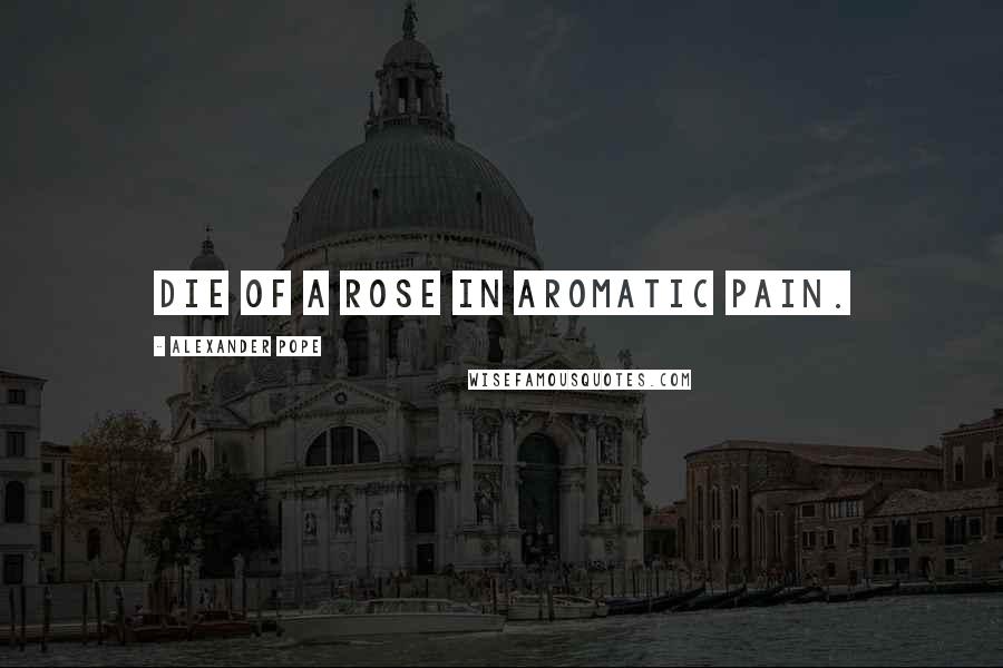Alexander Pope Quotes: Die of a rose in aromatic pain.