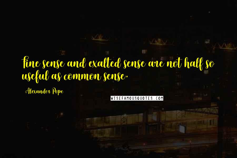 Alexander Pope Quotes: Fine sense and exalted sense are not half so useful as common sense.