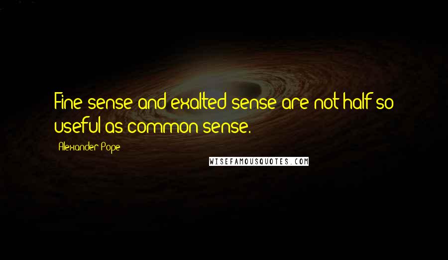 Alexander Pope Quotes: Fine sense and exalted sense are not half so useful as common sense.