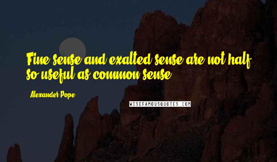 Alexander Pope Quotes: Fine sense and exalted sense are not half so useful as common sense.