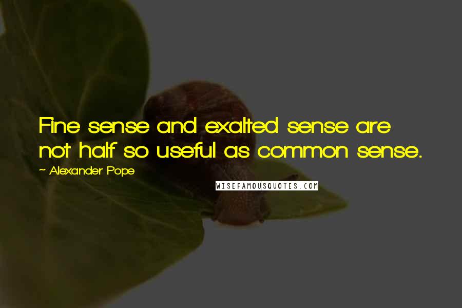 Alexander Pope Quotes: Fine sense and exalted sense are not half so useful as common sense.