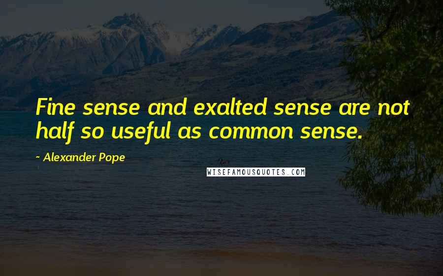 Alexander Pope Quotes: Fine sense and exalted sense are not half so useful as common sense.
