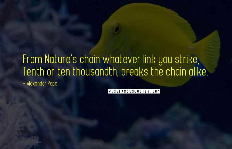 Alexander Pope Quotes: From Nature's chain whatever link you strike, Tenth or ten thousandth, breaks the chain alike.