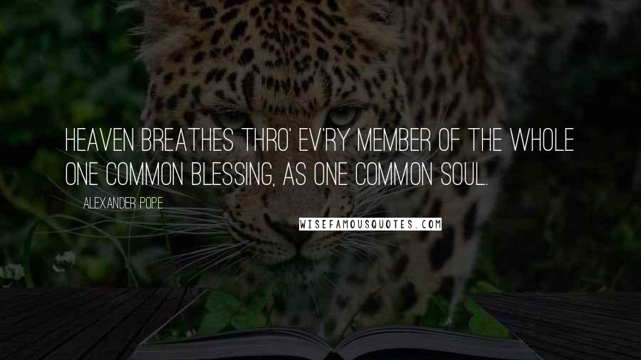 Alexander Pope Quotes: Heaven breathes thro' ev'ry member of the whole One common blessing, as one common soul.