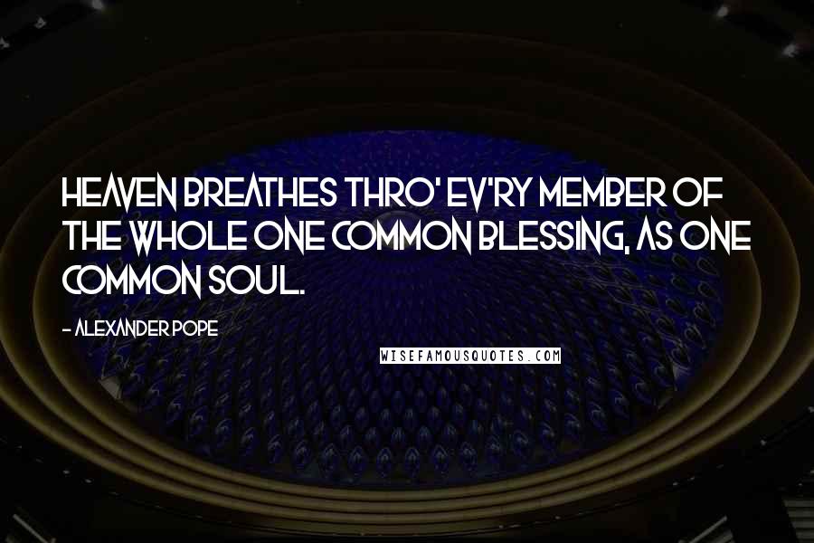 Alexander Pope Quotes: Heaven breathes thro' ev'ry member of the whole One common blessing, as one common soul.