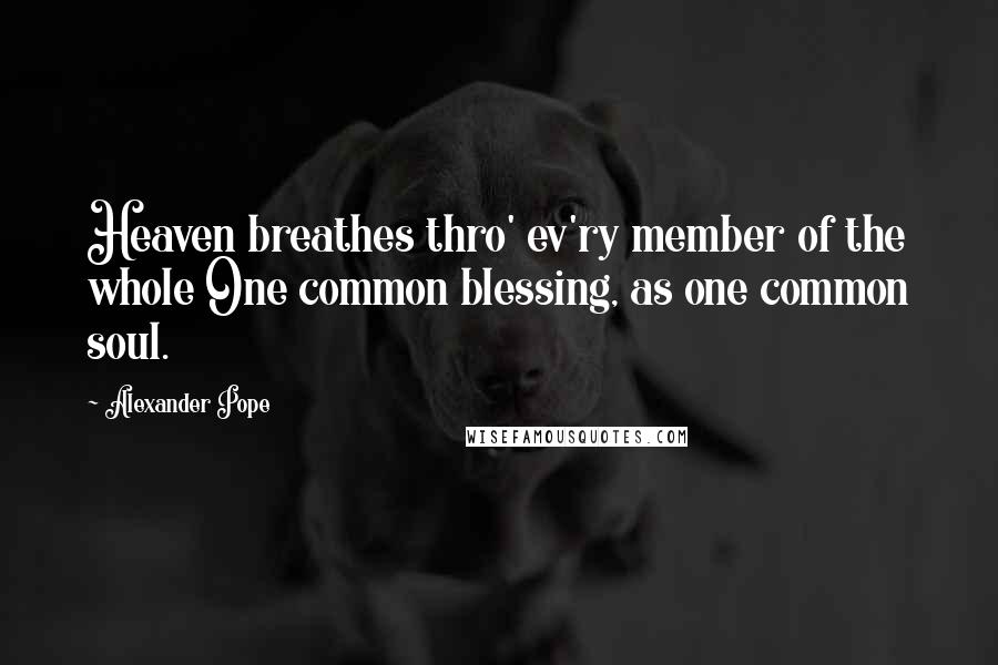 Alexander Pope Quotes: Heaven breathes thro' ev'ry member of the whole One common blessing, as one common soul.