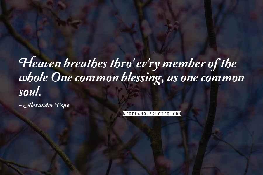 Alexander Pope Quotes: Heaven breathes thro' ev'ry member of the whole One common blessing, as one common soul.