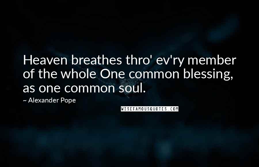 Alexander Pope Quotes: Heaven breathes thro' ev'ry member of the whole One common blessing, as one common soul.