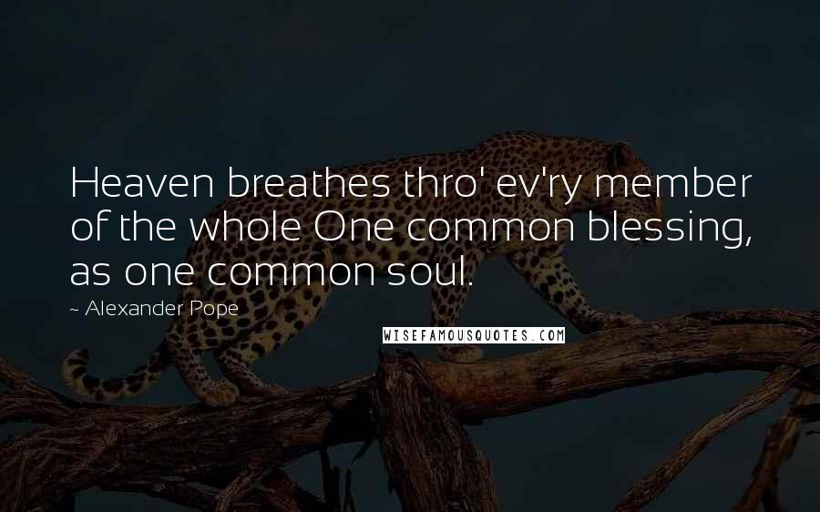 Alexander Pope Quotes: Heaven breathes thro' ev'ry member of the whole One common blessing, as one common soul.