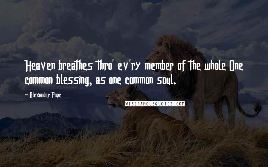 Alexander Pope Quotes: Heaven breathes thro' ev'ry member of the whole One common blessing, as one common soul.