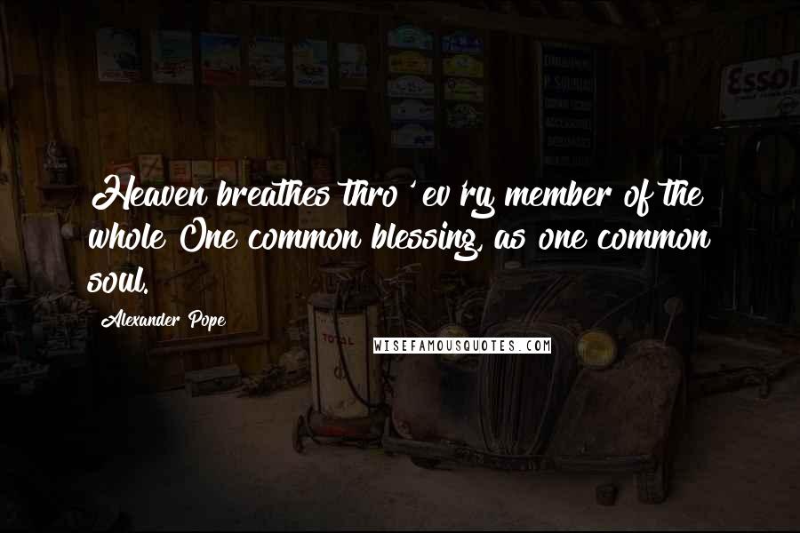 Alexander Pope Quotes: Heaven breathes thro' ev'ry member of the whole One common blessing, as one common soul.