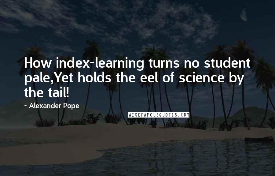 Alexander Pope Quotes: How index-learning turns no student pale,Yet holds the eel of science by the tail!