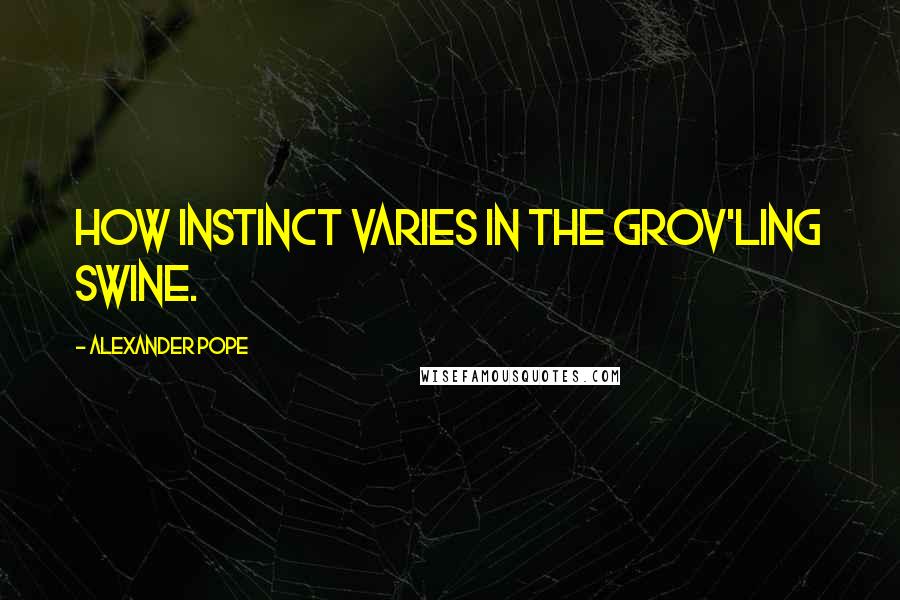 Alexander Pope Quotes: How Instinct varies in the grov'ling swine.