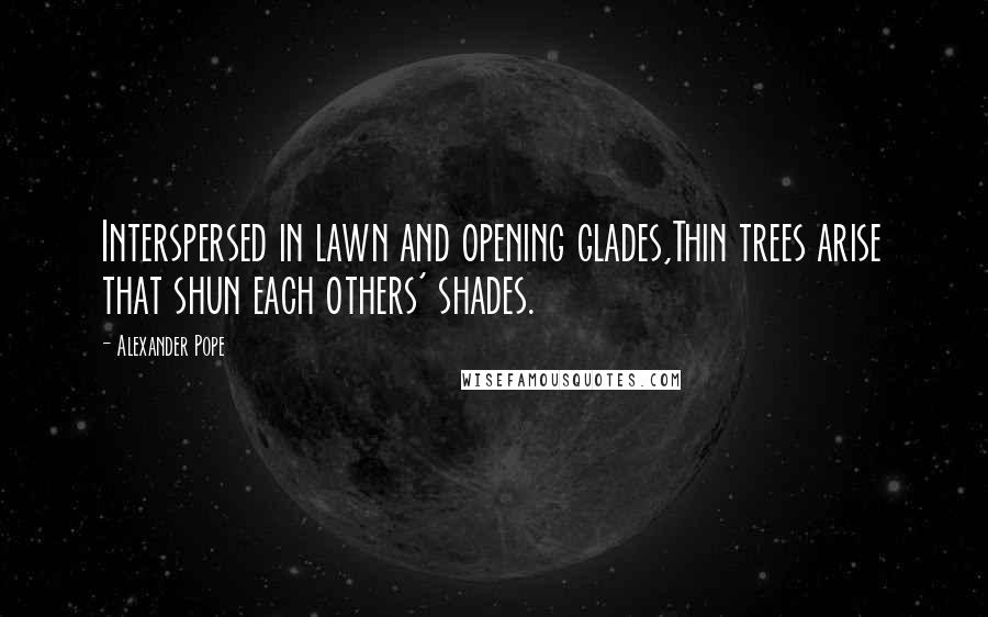 Alexander Pope Quotes: Interspersed in lawn and opening glades,Thin trees arise that shun each others' shades.