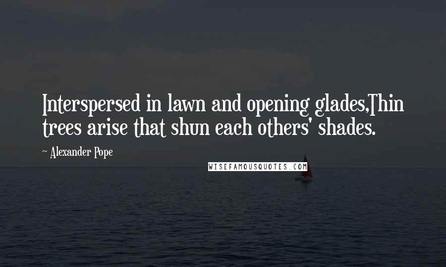 Alexander Pope Quotes: Interspersed in lawn and opening glades,Thin trees arise that shun each others' shades.