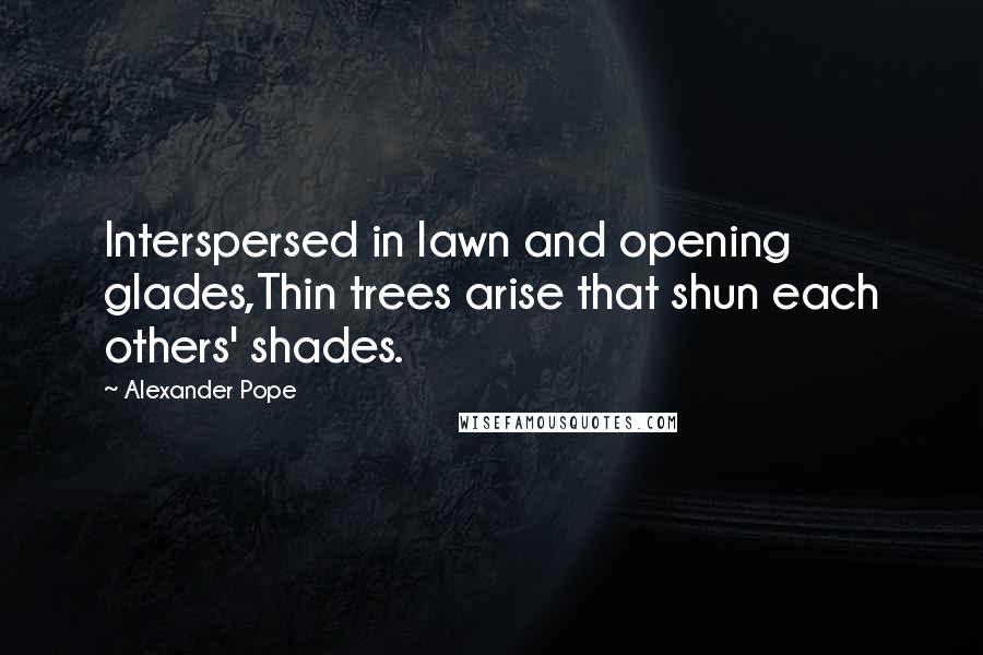 Alexander Pope Quotes: Interspersed in lawn and opening glades,Thin trees arise that shun each others' shades.