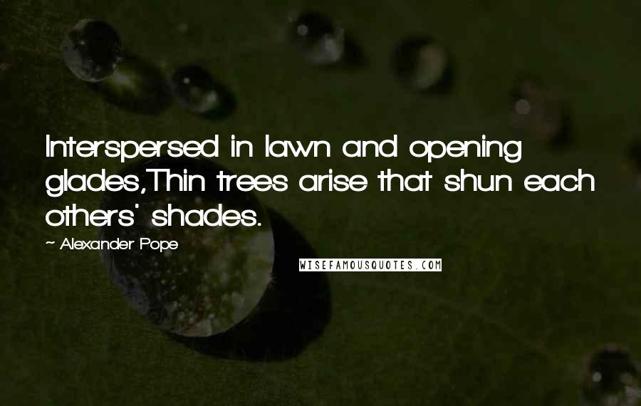 Alexander Pope Quotes: Interspersed in lawn and opening glades,Thin trees arise that shun each others' shades.