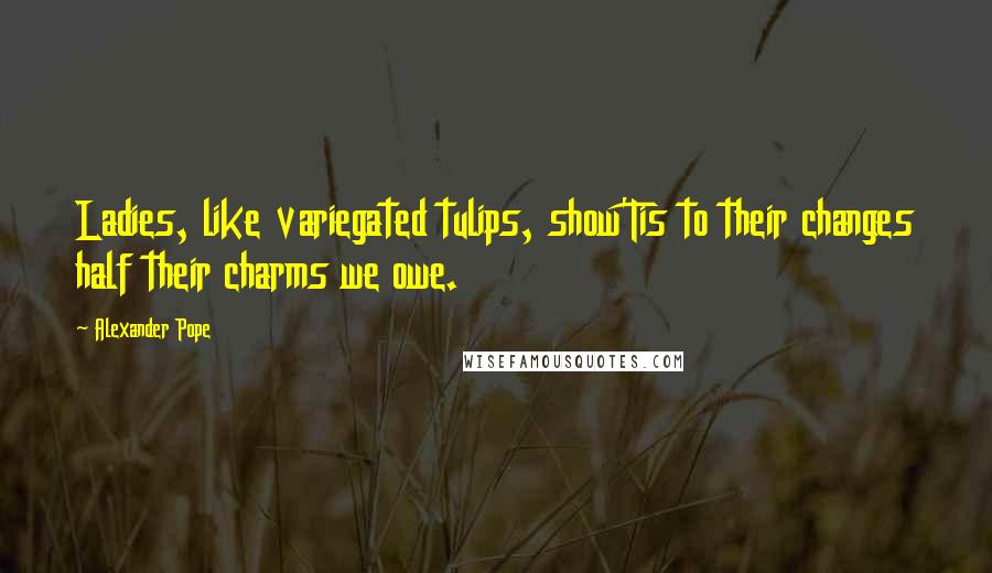 Alexander Pope Quotes: Ladies, like variegated tulips, show'Tis to their changes half their charms we owe.