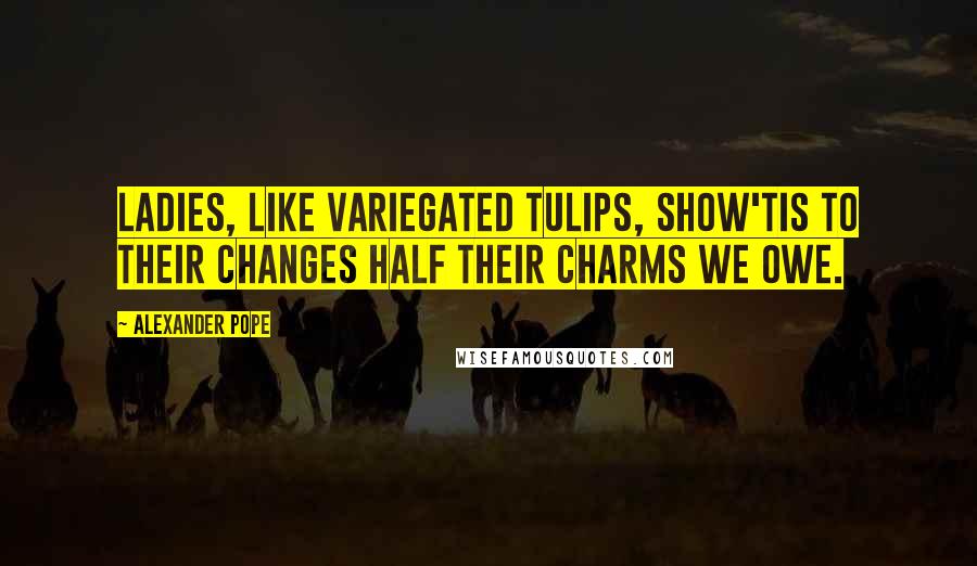 Alexander Pope Quotes: Ladies, like variegated tulips, show'Tis to their changes half their charms we owe.