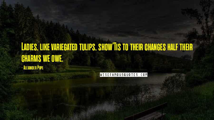 Alexander Pope Quotes: Ladies, like variegated tulips, show'Tis to their changes half their charms we owe.