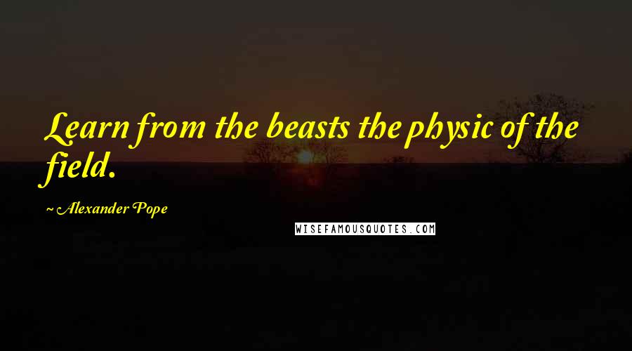 Alexander Pope Quotes: Learn from the beasts the physic of the field.