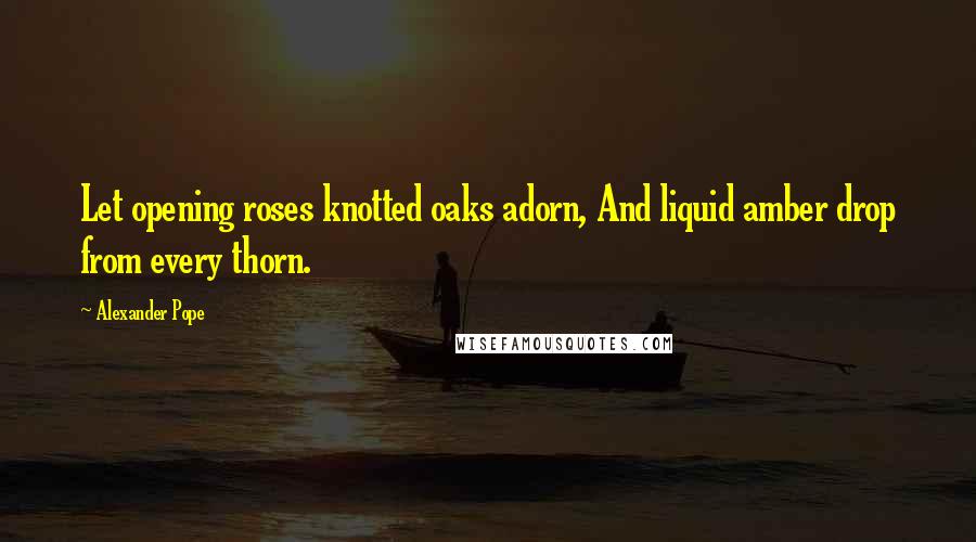 Alexander Pope Quotes: Let opening roses knotted oaks adorn, And liquid amber drop from every thorn.