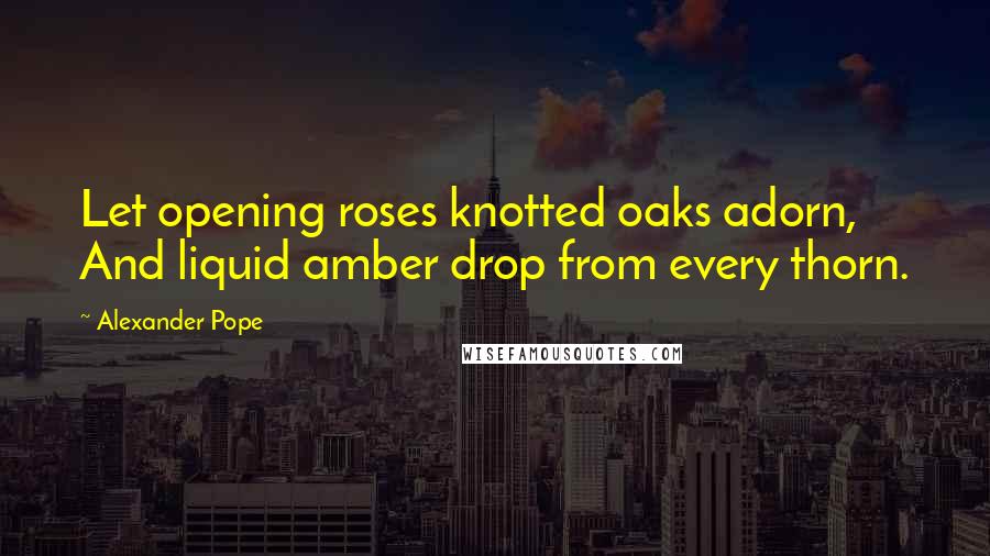 Alexander Pope Quotes: Let opening roses knotted oaks adorn, And liquid amber drop from every thorn.