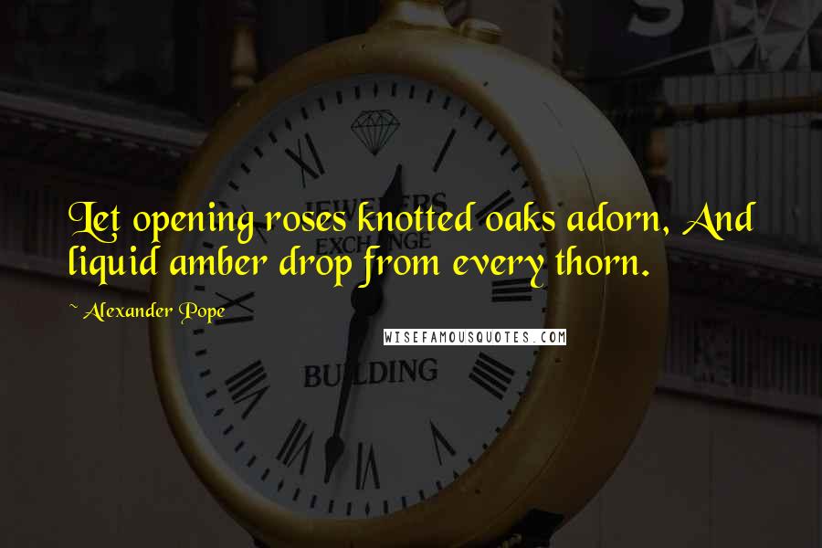 Alexander Pope Quotes: Let opening roses knotted oaks adorn, And liquid amber drop from every thorn.