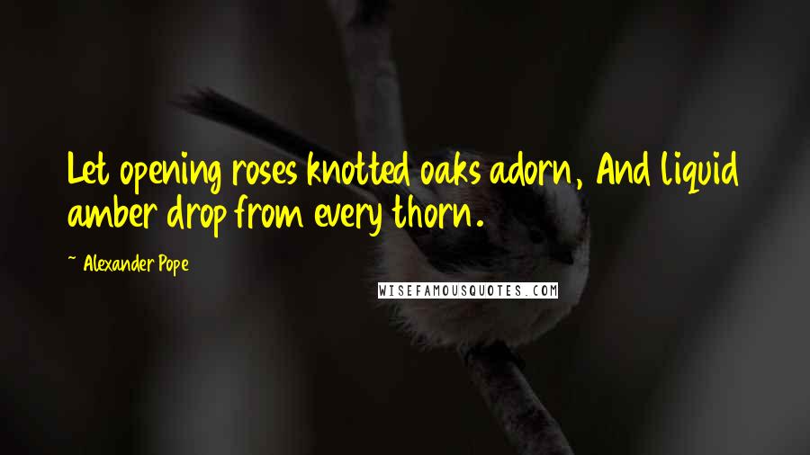 Alexander Pope Quotes: Let opening roses knotted oaks adorn, And liquid amber drop from every thorn.