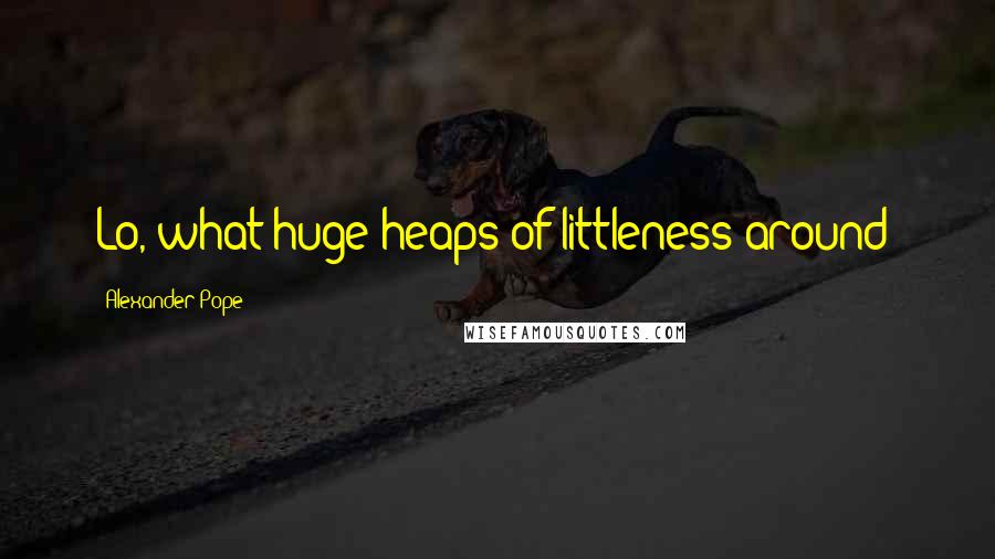 Alexander Pope Quotes: Lo, what huge heaps of littleness around!