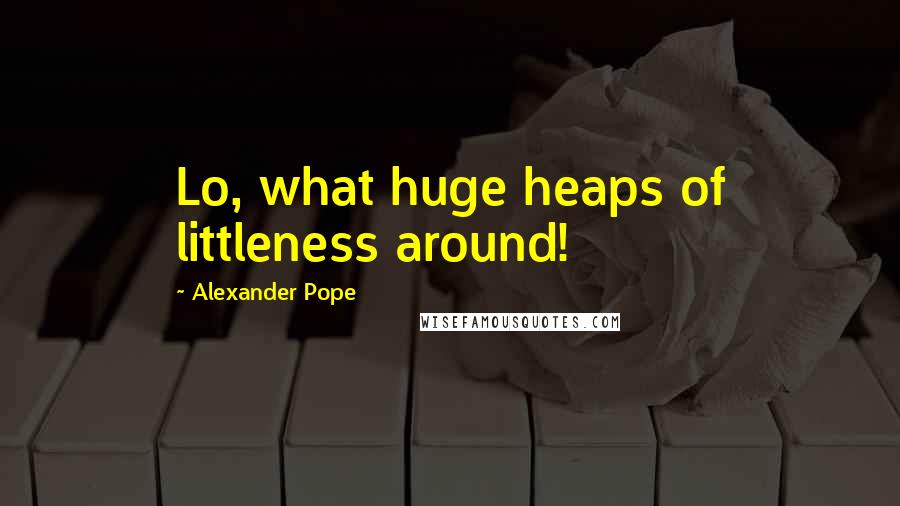 Alexander Pope Quotes: Lo, what huge heaps of littleness around!