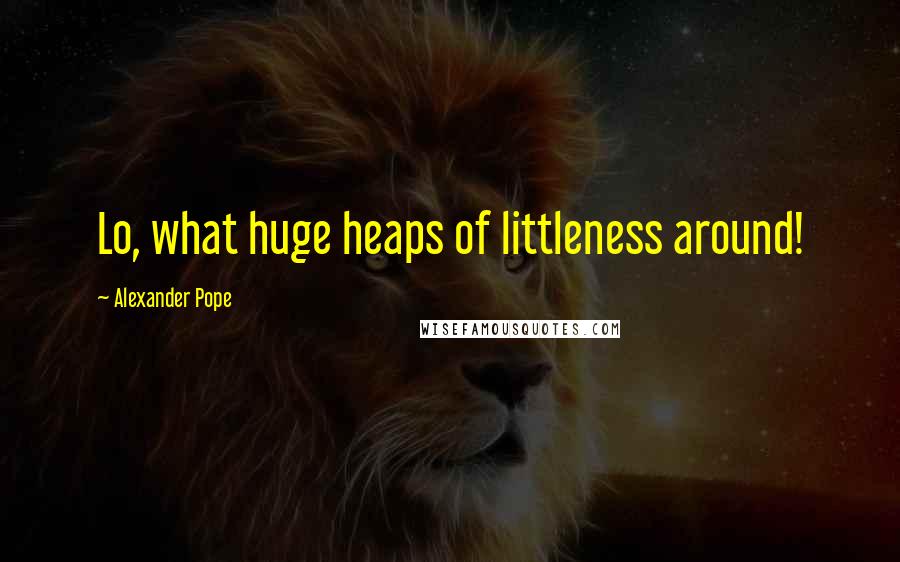 Alexander Pope Quotes: Lo, what huge heaps of littleness around!