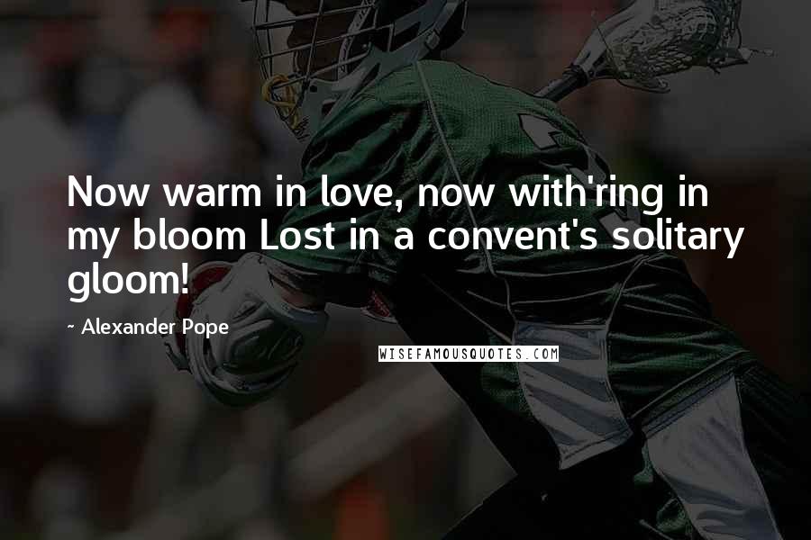 Alexander Pope Quotes: Now warm in love, now with'ring in my bloom Lost in a convent's solitary gloom!