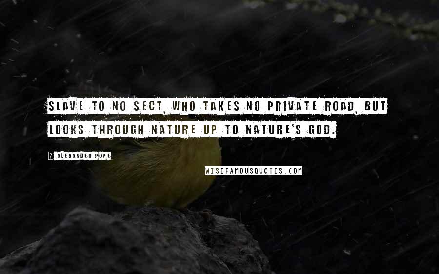 Alexander Pope Quotes: Slave to no sect, who takes no private road, But looks through Nature up to Nature's God.