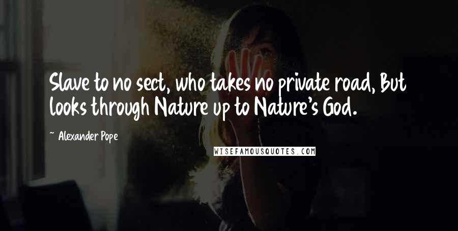 Alexander Pope Quotes: Slave to no sect, who takes no private road, But looks through Nature up to Nature's God.