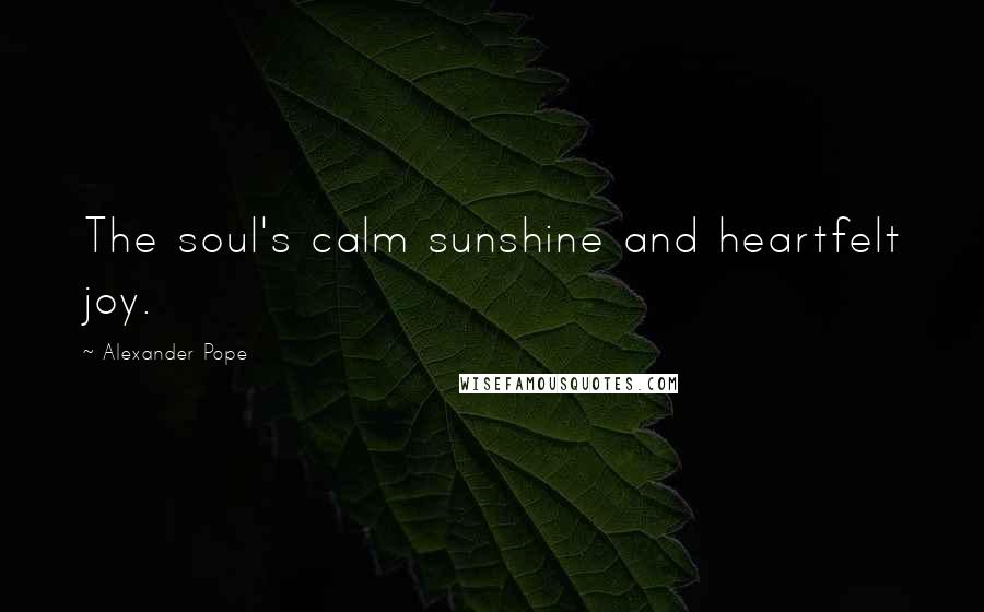 Alexander Pope Quotes: The soul's calm sunshine and heartfelt joy.