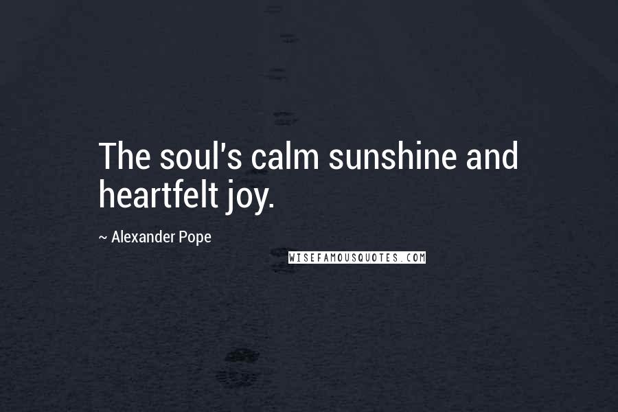 Alexander Pope Quotes: The soul's calm sunshine and heartfelt joy.