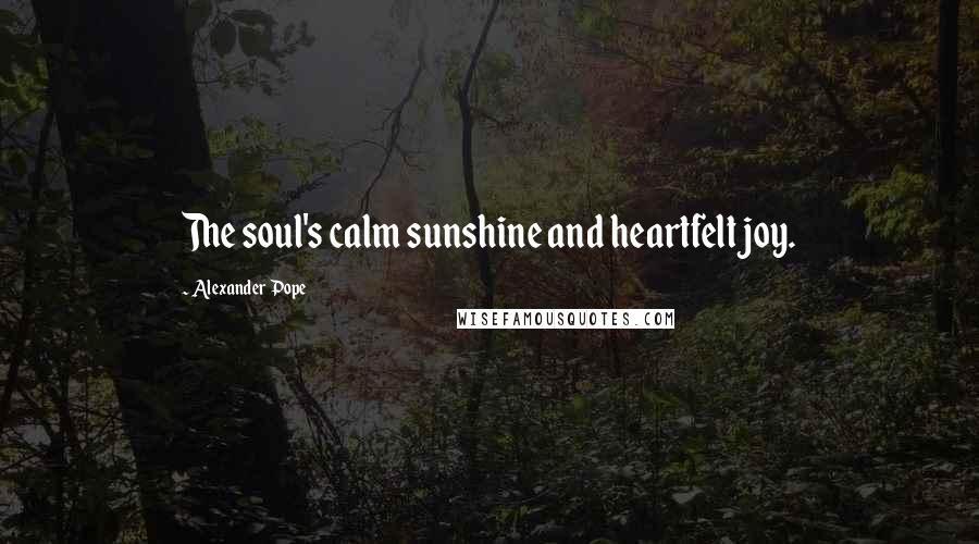 Alexander Pope Quotes: The soul's calm sunshine and heartfelt joy.