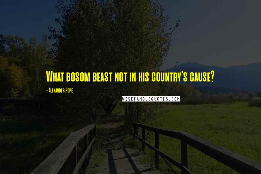 Alexander Pope Quotes: What bosom beast not in his country's cause?