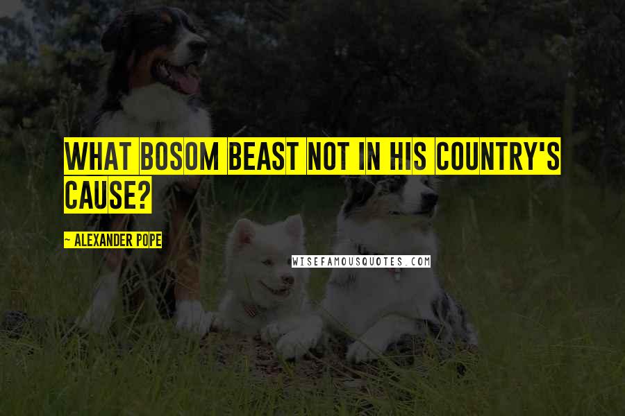 Alexander Pope Quotes: What bosom beast not in his country's cause?