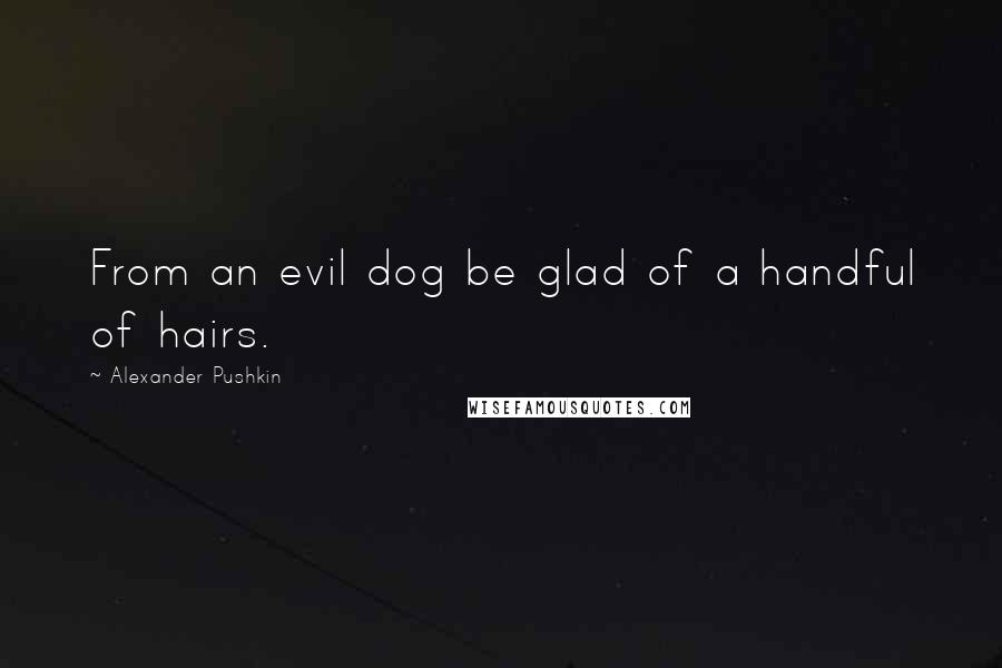 Alexander Pushkin Quotes: From an evil dog be glad of a handful of hairs.