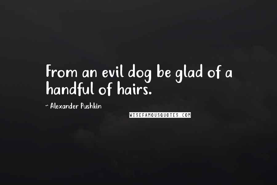 Alexander Pushkin Quotes: From an evil dog be glad of a handful of hairs.