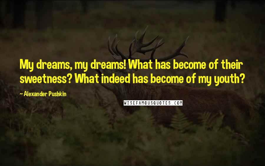Alexander Pushkin Quotes: My dreams, my dreams! What has become of their sweetness? What indeed has become of my youth?