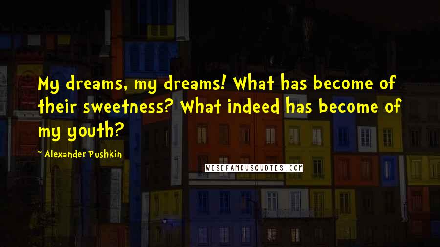 Alexander Pushkin Quotes: My dreams, my dreams! What has become of their sweetness? What indeed has become of my youth?