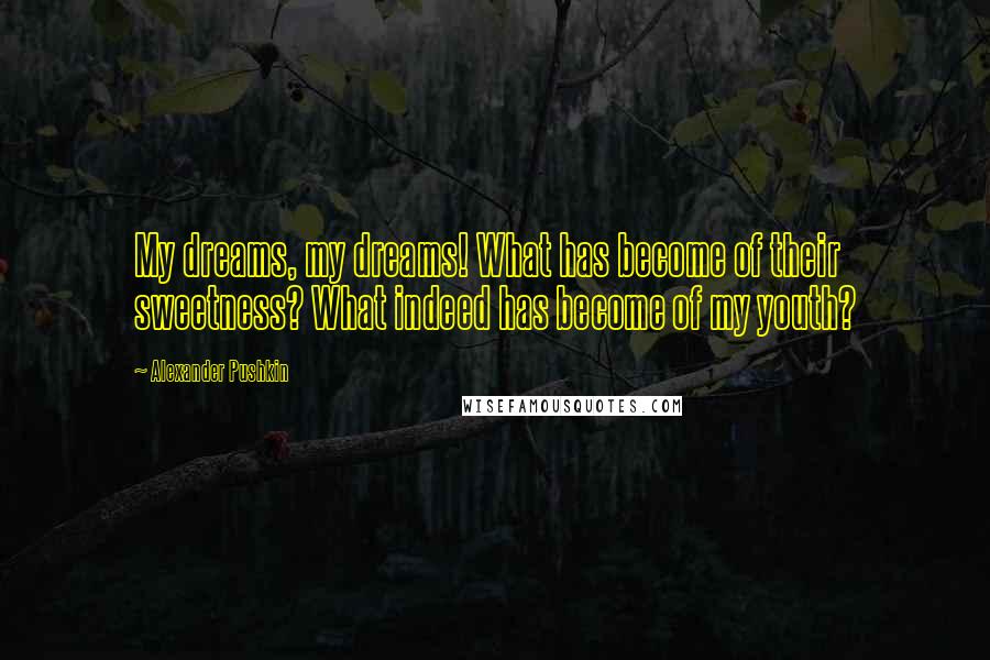 Alexander Pushkin Quotes: My dreams, my dreams! What has become of their sweetness? What indeed has become of my youth?