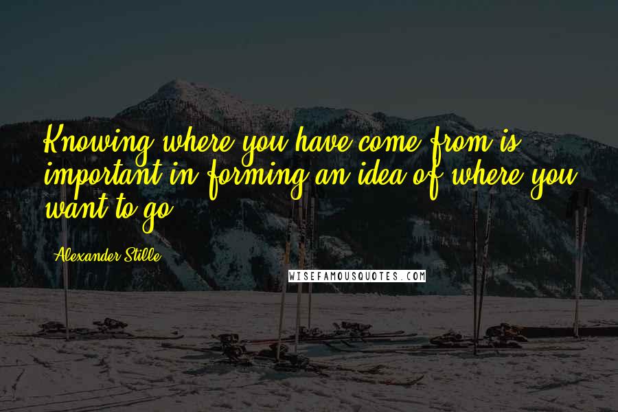 Alexander Stille Quotes: Knowing where you have come from is important in forming an idea of where you want to go.