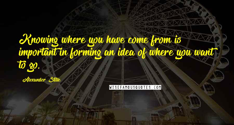 Alexander Stille Quotes: Knowing where you have come from is important in forming an idea of where you want to go.