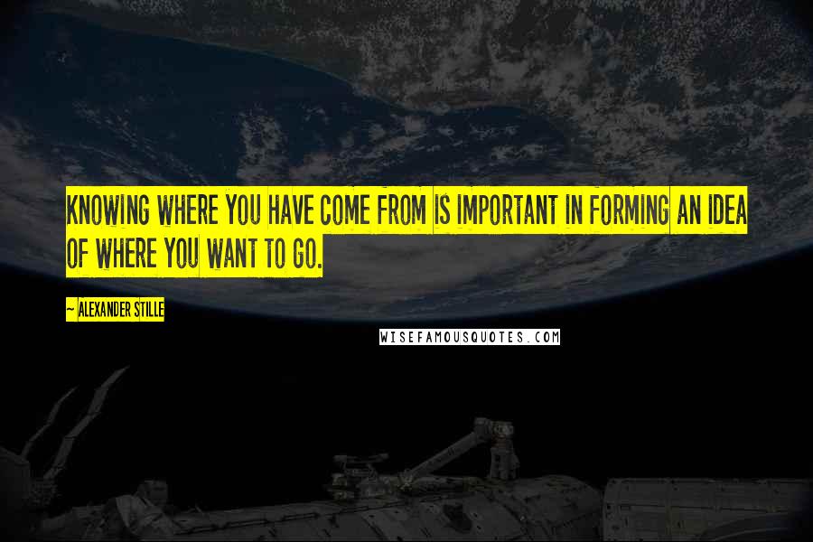 Alexander Stille Quotes: Knowing where you have come from is important in forming an idea of where you want to go.